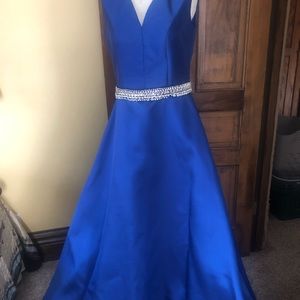 Blue satin prom gown size 14